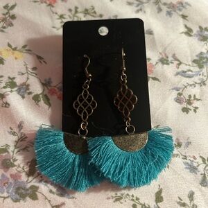 Elegant Teal Tassel Earrings